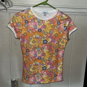 Rue21 Psychedelic Mushroom & Flowers T-shirt